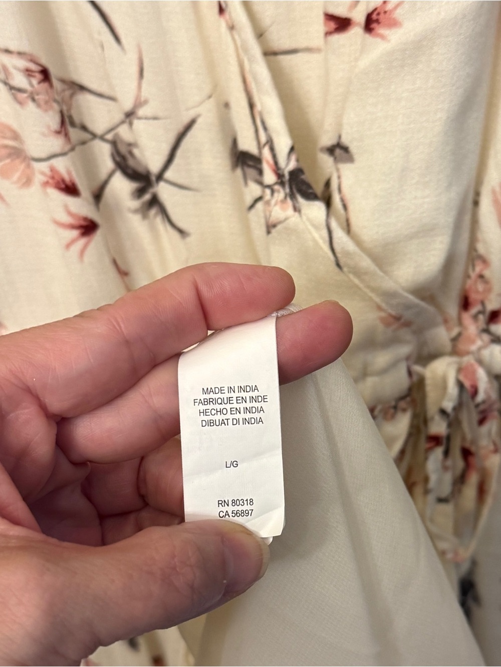 Lucky Brand Cream Floral Wrap Midi Dress with Pink Accents - Picture 6 of 13